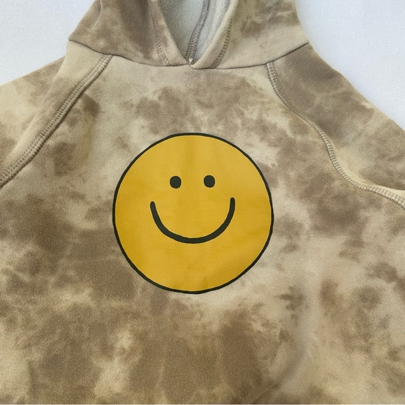 Toddler Boy/Girl Smiley Face Graphic Yellow & Tan Tye Die Hoodie 3T - Picture 4 of 7
